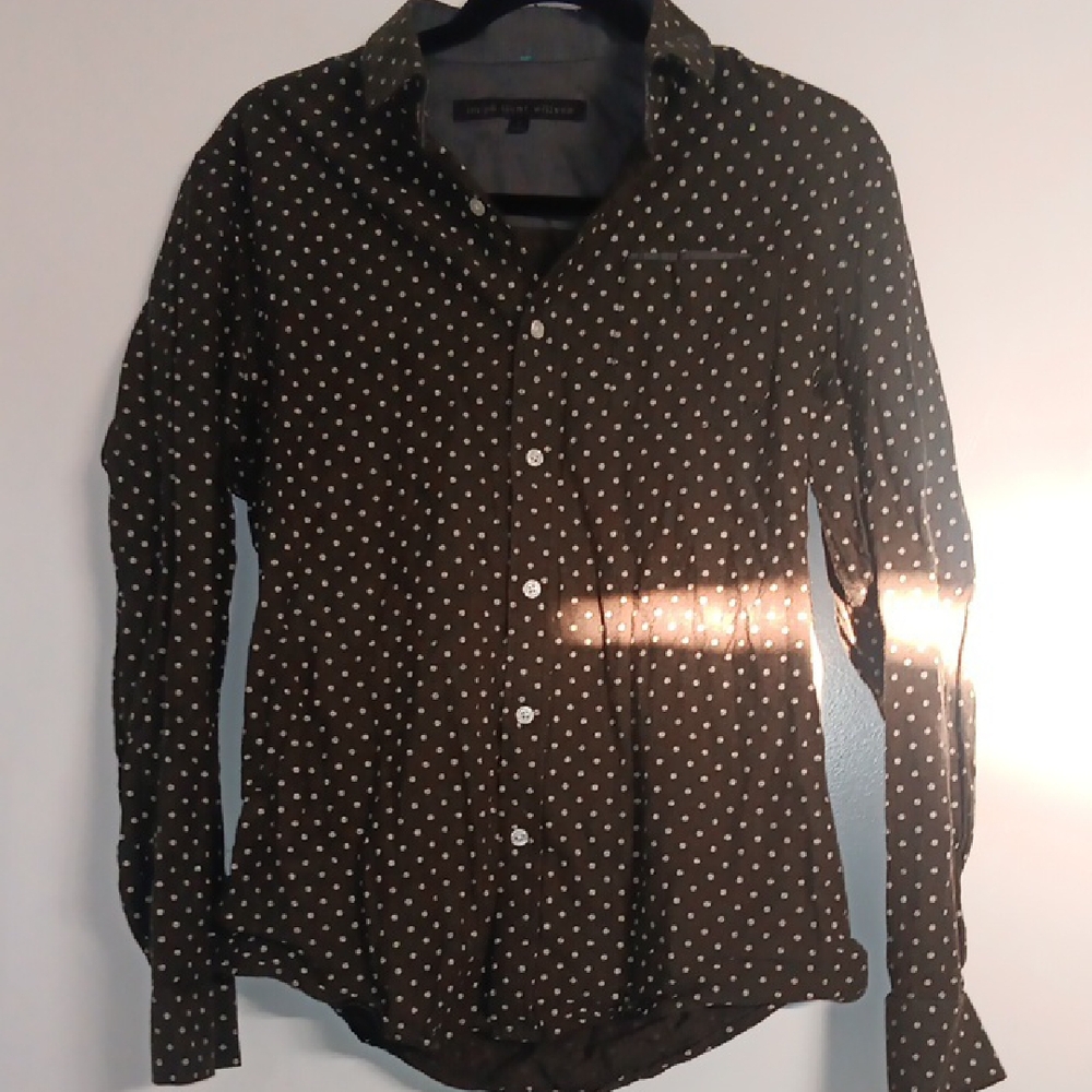 Men's Dark Green Poka Dot Button Up